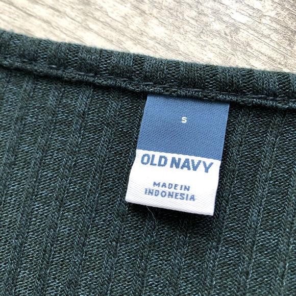 Old Navy Forest Green Ribbed Scoop Neck Long Sleeved Mini Sweater Dress - Picture 4 of 5